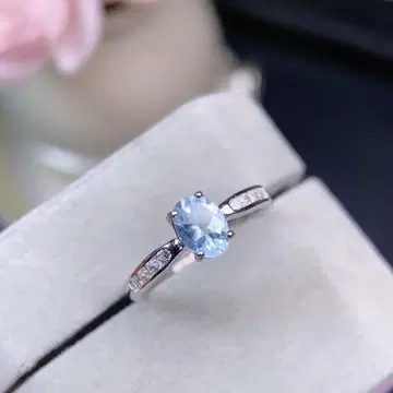 천연 아쿠아 마린 반지