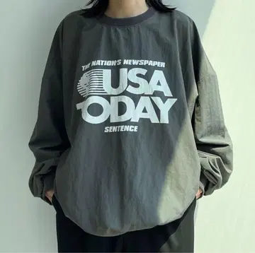새상품 'USA TODAY' nylon tee / chacoal