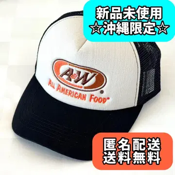 오키나와 한정판 A&W 로고 자수 메쉬 캡 블랙 정품 엔더