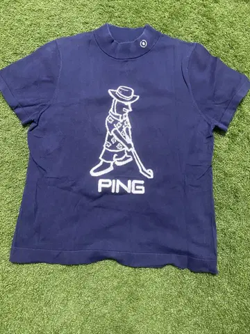22년 PING 핑 반팔 하이넥 니트 Mr.PING 패턴 사이즈 M