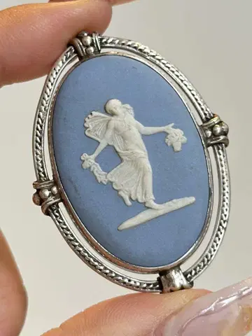[ 앤티크 인기 ] WEDGWOOD 타원형 재스퍼 브로치