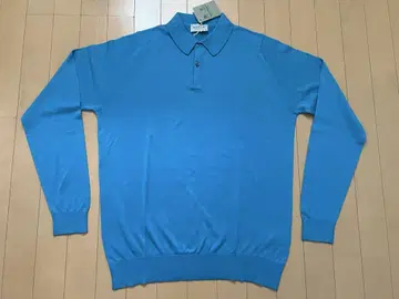 John Smedley 피케 셔츠 긴팔 코튼 M 블루 미사용 새상품