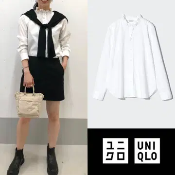 UNIQLO 유니클로 코튼 스트레치 프릴 셔츠 M