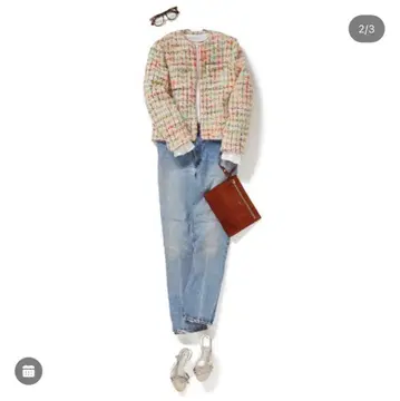 서드 매거진 노카라 컬러풀 트위드 자켓