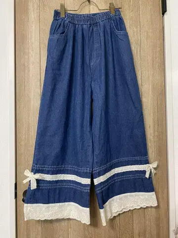 새상품 aimoha 레이스 데님 와이드 팬츠