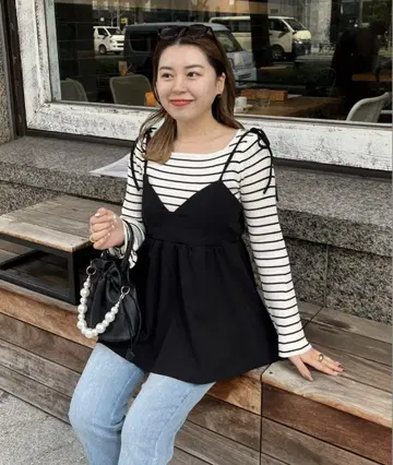 어깨 리본 V넥 페플럼 뷔스티에 prose verse
