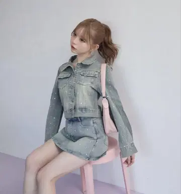 TITTY&CO 비쥬 포함 데님 셋업
