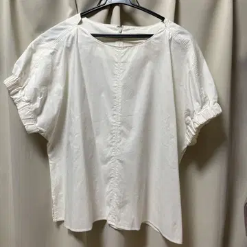 [새상품급] 화이트 코튼 반팔 블라우스