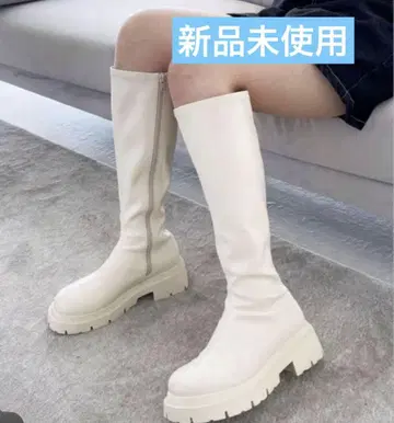 Heather 화이트 롱 부츠 M 사이즈