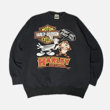 초레어 할리데이비슨 루니 튠즈 90s 블랙 맨투맨