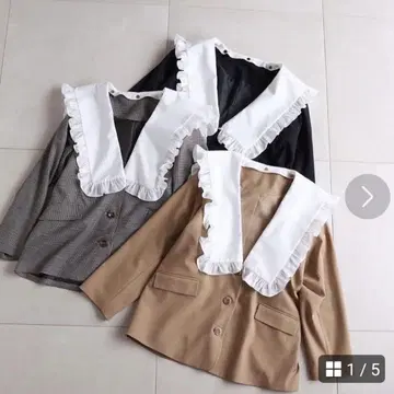 nice claup [ 2way ] 프릴 세일러 카라 자켓 베이지 옷깃