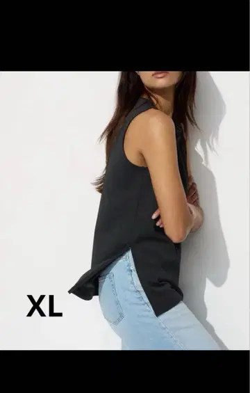 [ 익명 배송 ] 크레이프 저지 슬리브리스 T UNIQLO 유니클로 XL