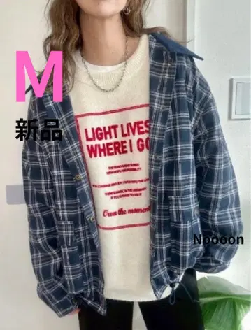 [새상품] 시마무라 NOOOON 체크 아우터 M 사이즈 짙은 파랑 블루