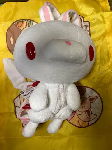 범용 토끼 봉제 인형 백팩 파우치 화이트