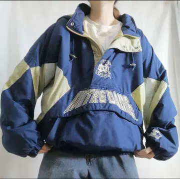 구제 의류 90s STARTER 노트르담 대학 하프 지퍼 패딩 자켓