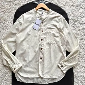 새상품급 MHL SOFT HOPSACK 밴드 카라 셔츠 아이보리 L