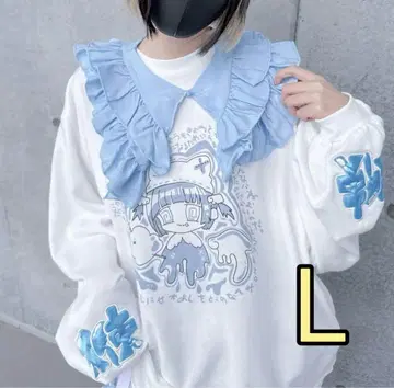 누타. 천사계 패션 탈부착 카라 트레이닝복 풀오버 화이트 L