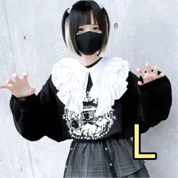 누타. 악마계 지뢰계 탈부착 카라 트레이닝복 풀오버 블랙 L