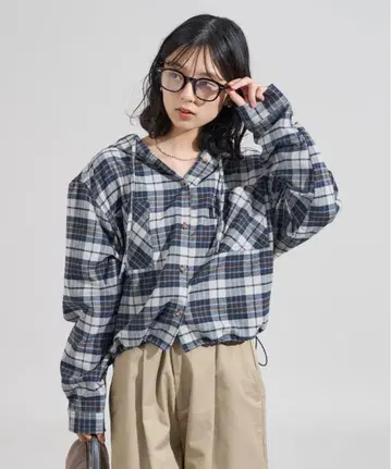 별주 후드 부착 플란넬 셔츠