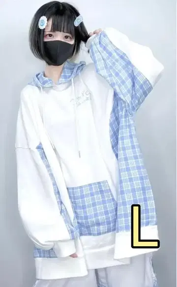 누타. 천사계 패션 지뢰계 후드티 헤야기 아니야 체크 무늬 서브컬쳐 L
