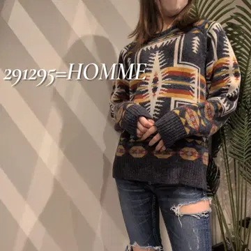 291295=HOMME 올 패턴 티롤리안 니트