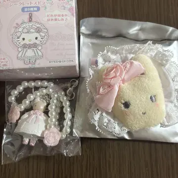 산리오 화이트 프릴 시크릿 헤어 클립 스트랩 마론 크림