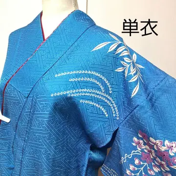 화학 섬유 워셔블 기모노 츠케사게 호몬기 단의 블루 B3