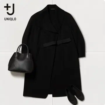 J1449 @ UNIQLO +J 캐시미어 블렌드 노카라 코트 블랙
