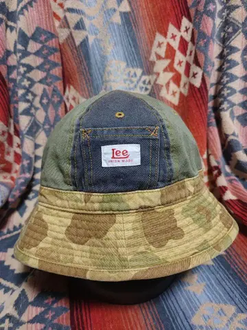 레어 새상품급 Lee Union Made 패치워크 버킷햇 카모플라쥬 모자