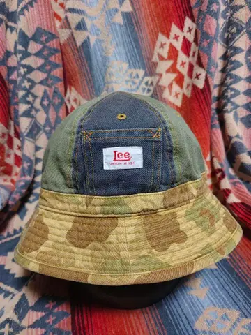 레어 새상품급 Lee Union Made 패치워크 버킷햇 카모플라쥬 모자