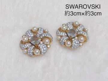 빈티지 SWAROVSKI 펄 크리스탈 귀찌 약 3cm