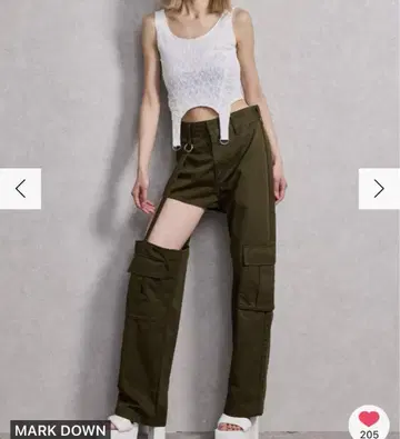SIDE CUT 디자인 카고 컬러 와이드 팬츠 GYDA