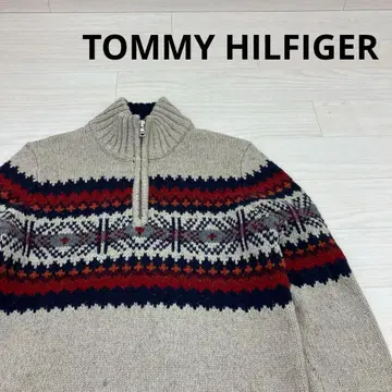 TOMMY HILFIGER 노르딕 무늬 하프 지퍼 니트