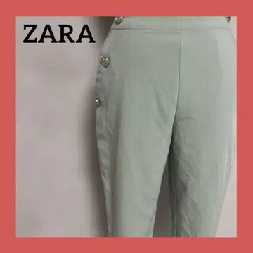 ZARA 세이지 그린 테이퍼드 팬츠 XS 새상품급 골드 버튼