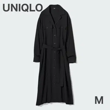 UNIQLO 유니클로 UV컷 셔츠 원피스 긴팔 블랙 롱