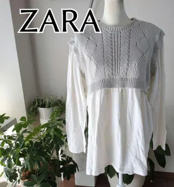 ZARA 니트 뷔스티에 도킹 티셔츠 튜닉 레이어드 스타일