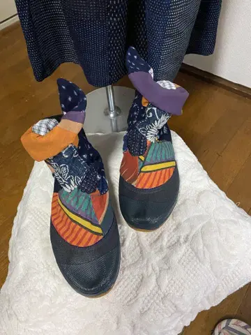 눈꽃 무늬 감물 염색 깃발 작업화 리메이크 세미롱 기장