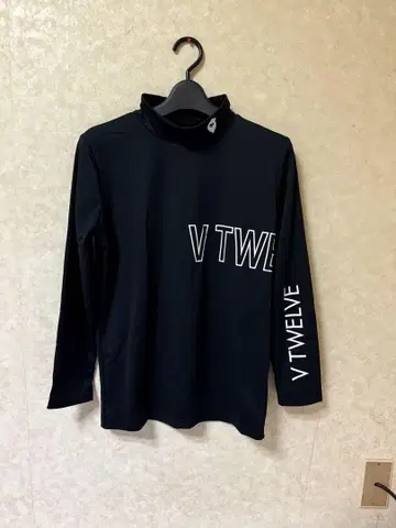 V TWELVE 블랙 모크넥 셔츠