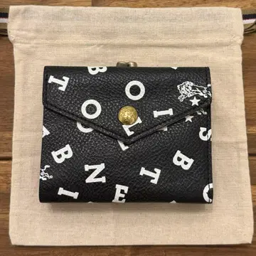 새상품 일비종떼 일본 한정판 로고 프린트 가마구치 접이식 지갑 블랙