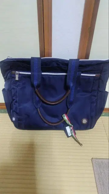 하자품 미사용 오로비안코 남성용 나일론 토트백 네이비