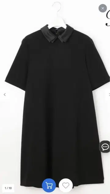 23구 R 블랙 미니 원피스 반팔 새틴 옷깃