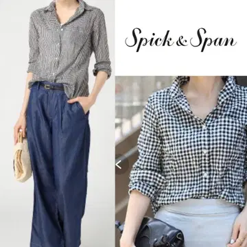 택없는 새상품 Spick & Span 셔링 깅엄 셔츠