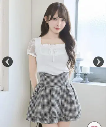 미셸 마카롱 슬림 레그 스커트 하운드투스 체크 패턴