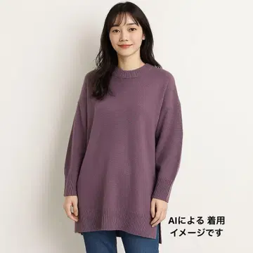 SHARE PARK 울 혼방 롱 니트 풀오버 F 사이즈 뒷면 슬릿