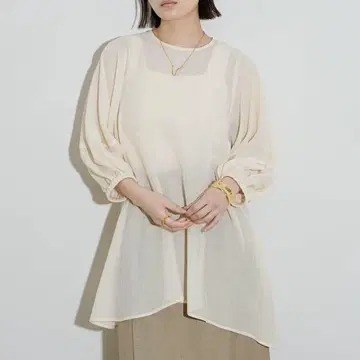 nuyuh 아이보리 벌룬 슬리브 셔츠