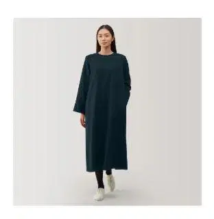 무인양품 기모 풀오버 긴팔 원피스 다크 블루 XXL