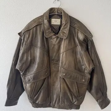[ 소가죽 ] 90s 천연 가죽 라이더 자켓 바이커 빈티지 XL