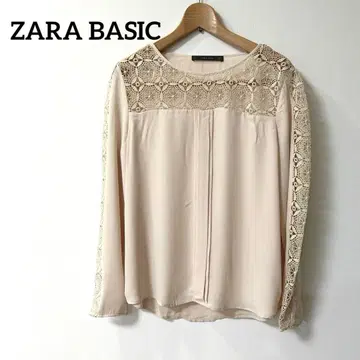 레이스 디테일 베이지 긴팔 블라우스 ZARA BASIC