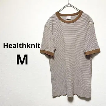 Healthknit 헬스니트 M 반팔 보더 브라운 셔츠