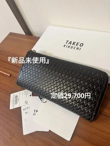 [ 미사용 새상품 ] TAKEO KIKUCHI 라운드 지퍼 장지갑 블랙